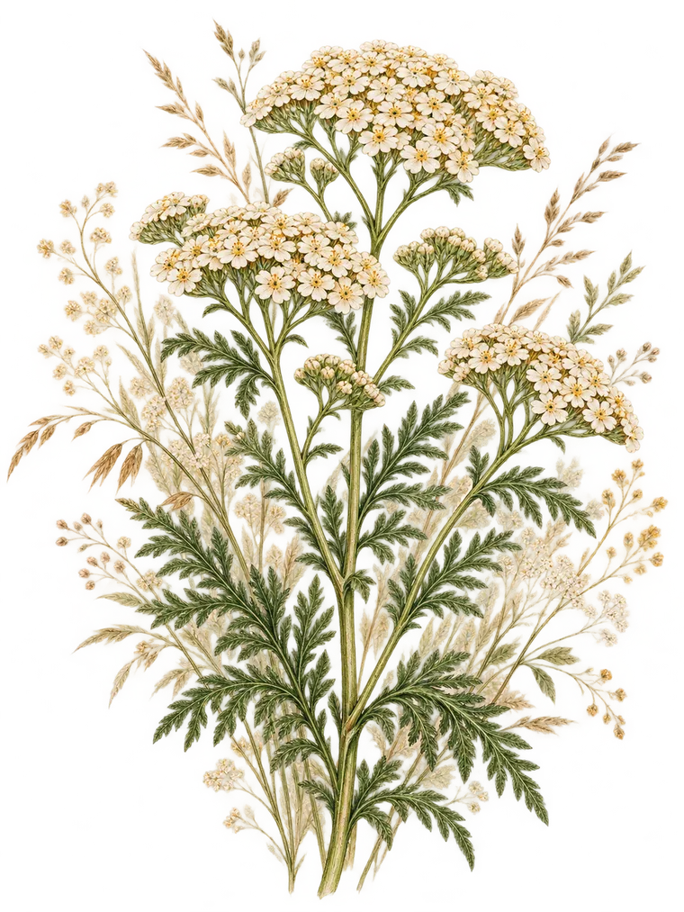 Krwawnik pospolity, ilustracja zioła